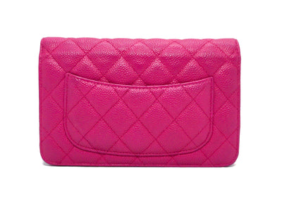 Chanel Rare Hot Pink Caviar Wallet on Chain (WOC)