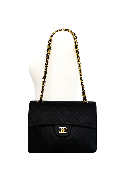 Chanel Vintage Black Lambskin Large Classic 2.55 Flap Bag