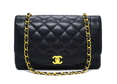Chanel Vintage Rare Black Caviar Diana Flap Bag