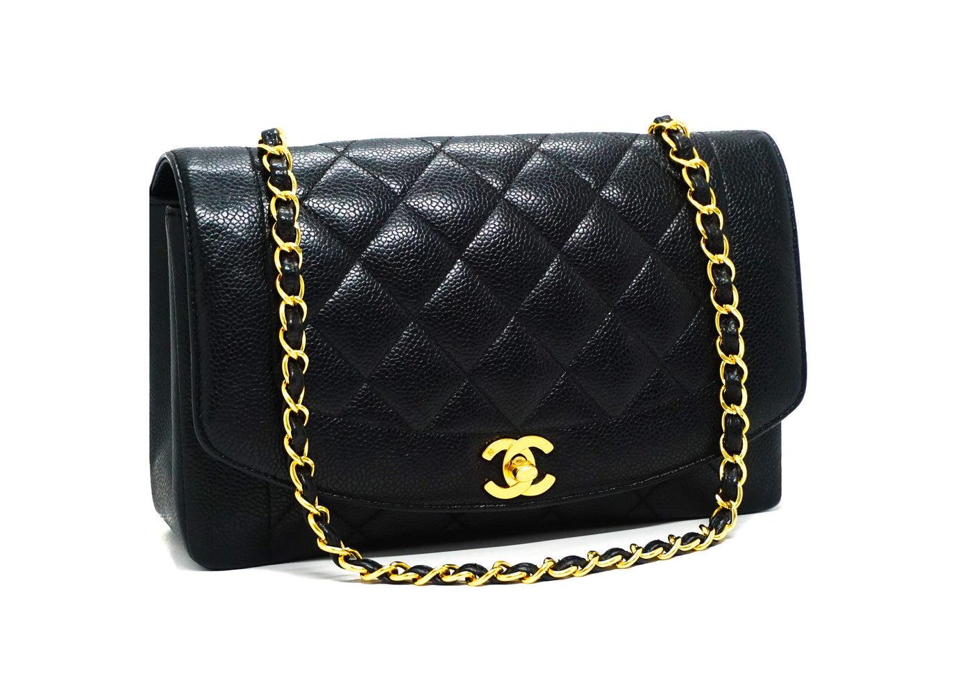 Chanel Vintage Rare Black Caviar Diana Flap Bag – Classic Coco