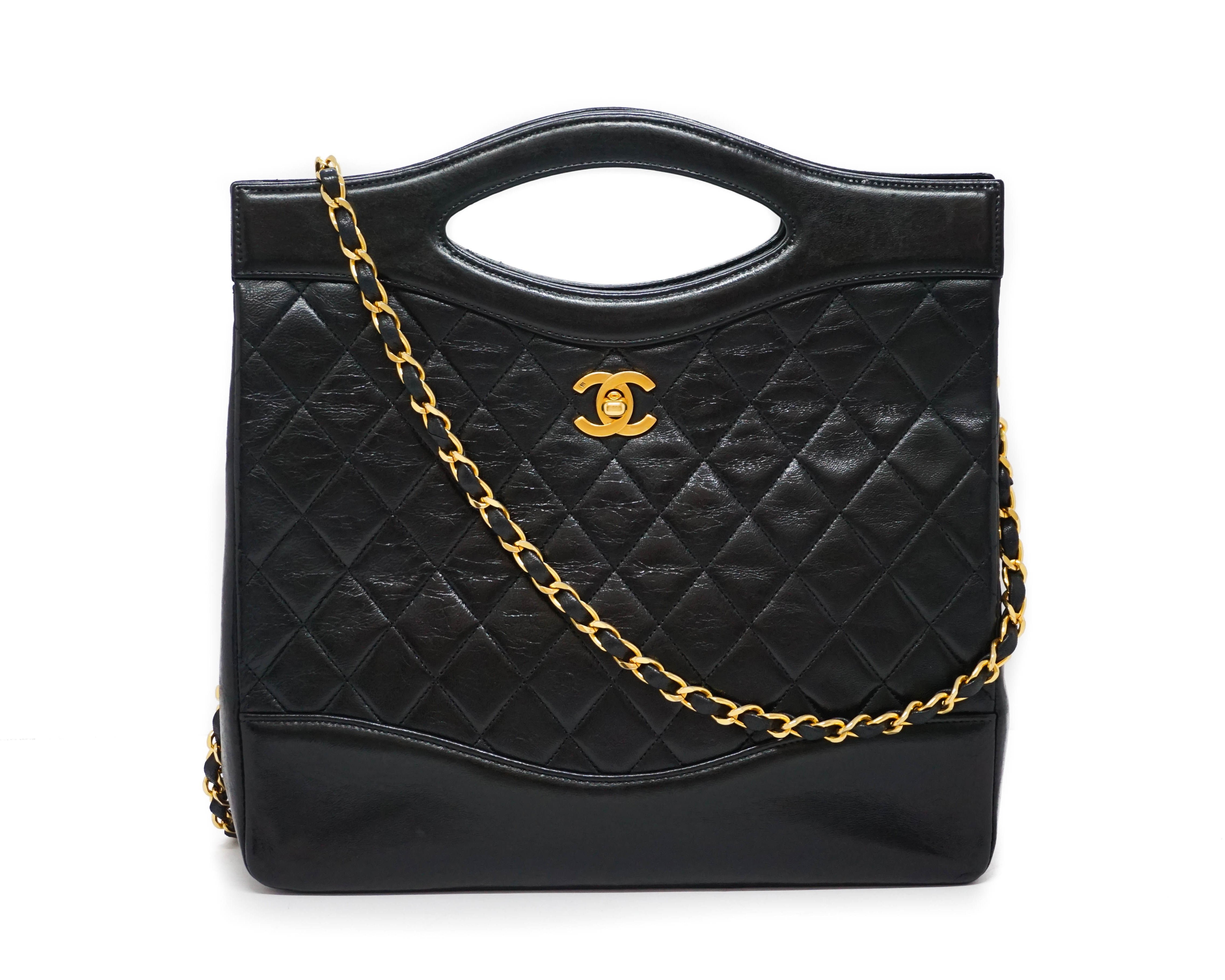 Chanel Vintage Black Lambskin 31 Large Shopping Bag – Classic Coco