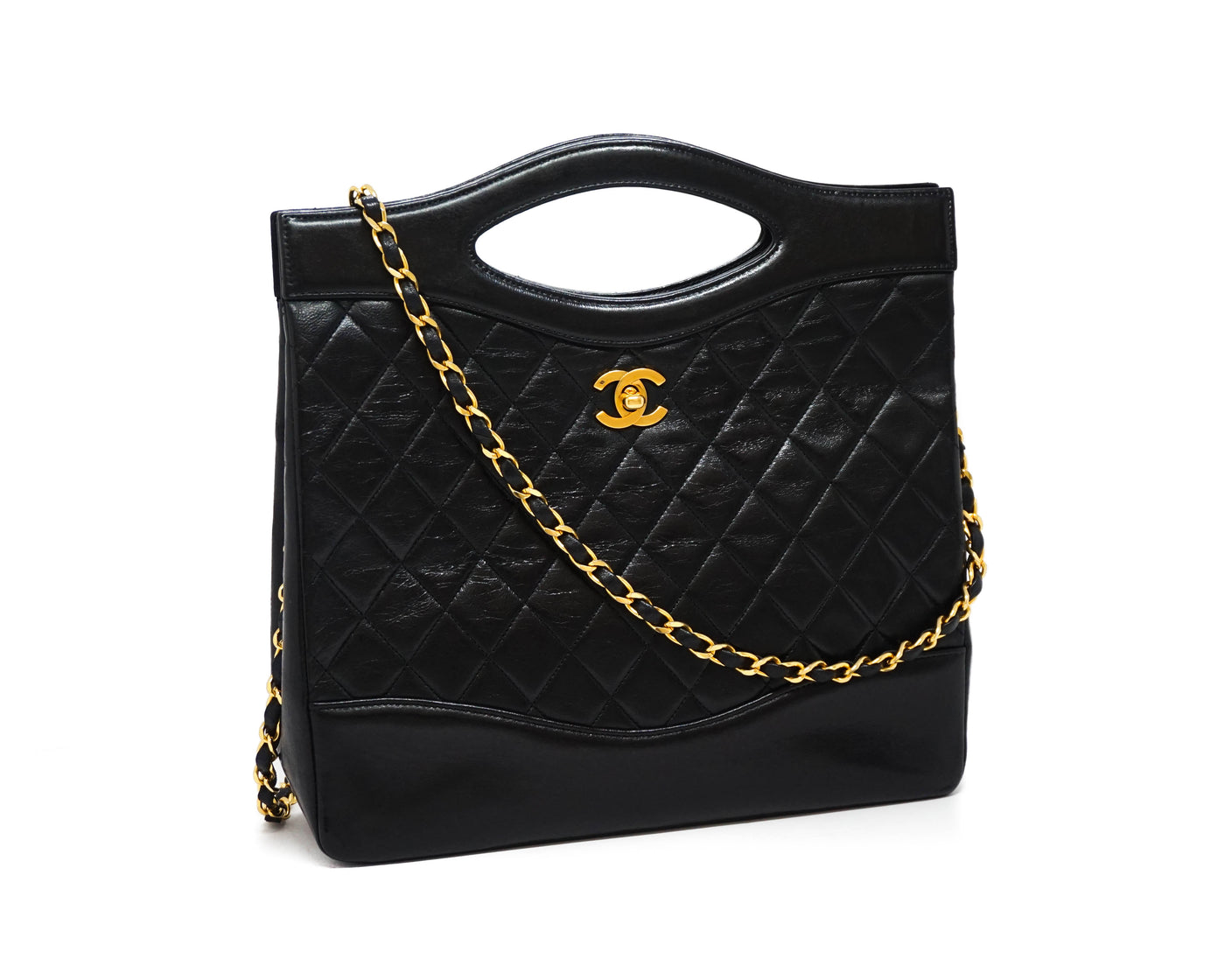 Chanel Vintage Black Lambskin 31 Large Shopping Bag – Classic Coco ...