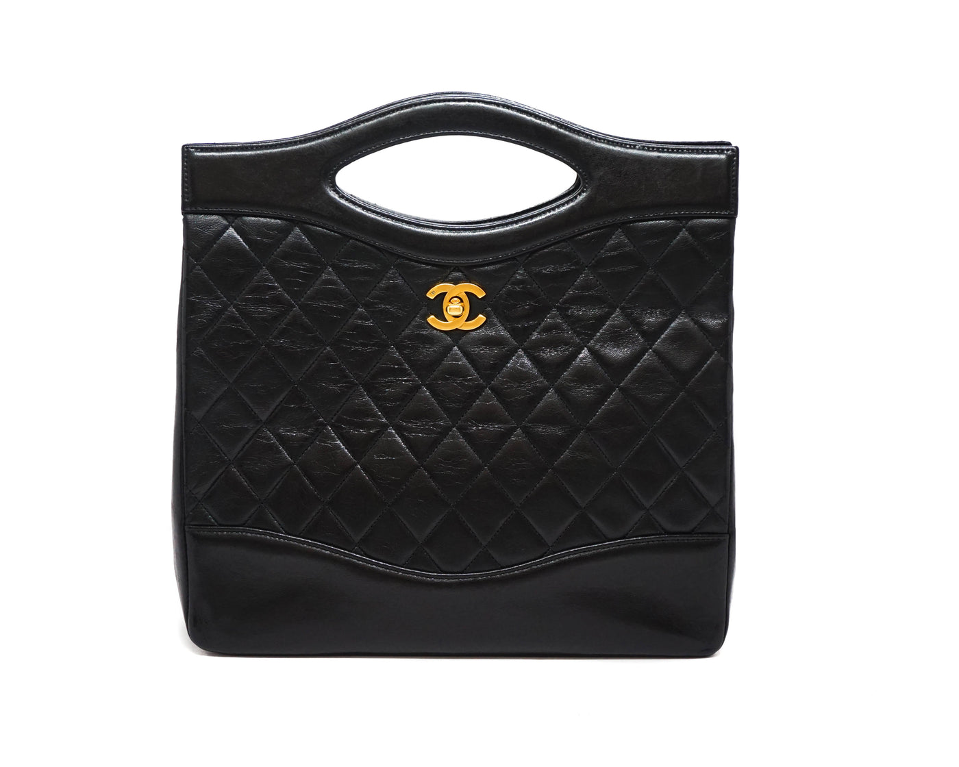 Chanel Vintage Black Lambskin 31 Large Shopping Bag