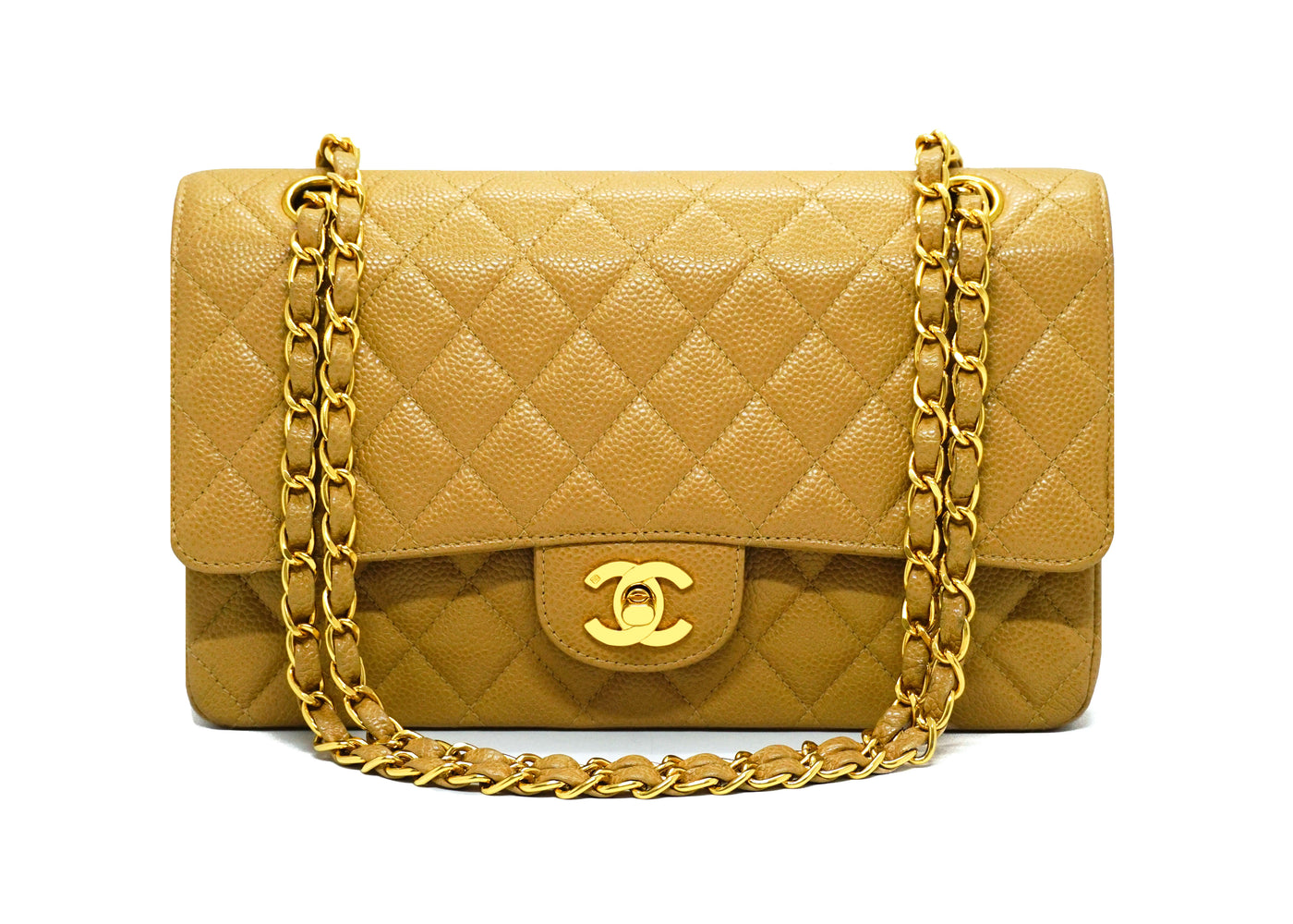 Chanel vintage medium caviar classic double flap bag with 24K gold hardware  [authentic]