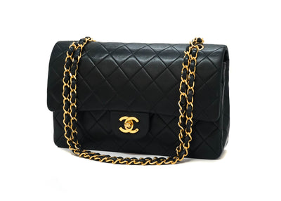 Chanel Vintage Black Lambskin Medium Classic Flap Bag