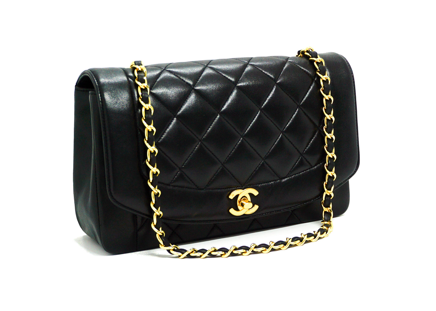 Chanel Vintage Lambskin Medium Diana Flap Black