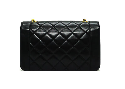 Chanel Vintage Black Lambskin Medium Diana Flap Bag
