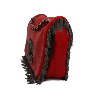 Chanel Red Calfskin Rare Fringe Flap Bag