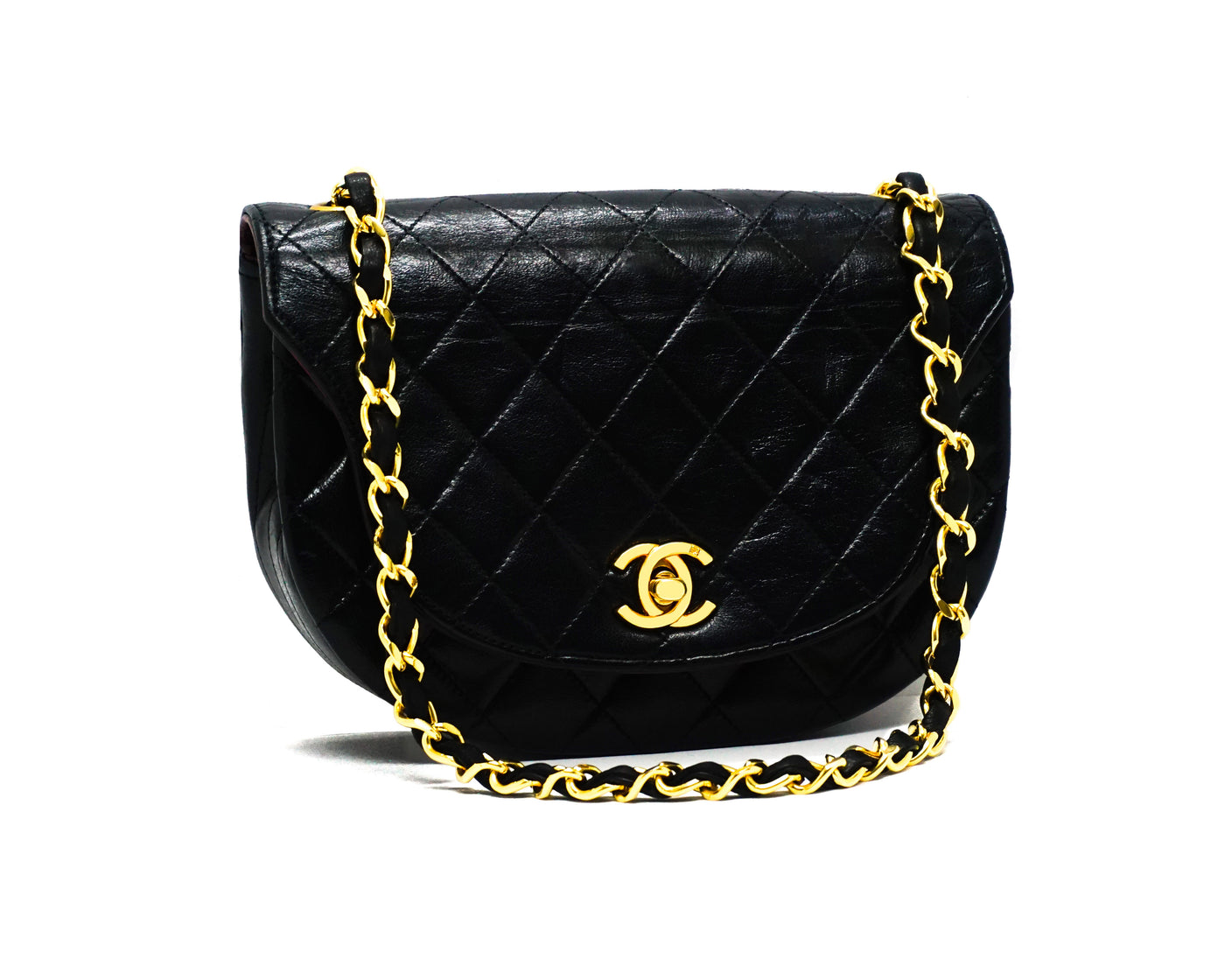 Chanel Vintage Rare Black Lambskin Round Quilted Mini Flap – Classic Coco  Authentic Vintage Luxury
