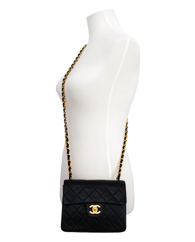 Chanel Vintage Black Lambskin Classic 2.55 Mini Flap Bag
