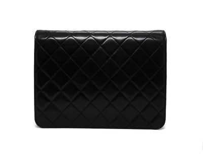 Chanel Vintage Black Lambskin Small Classic Half Flap Bag