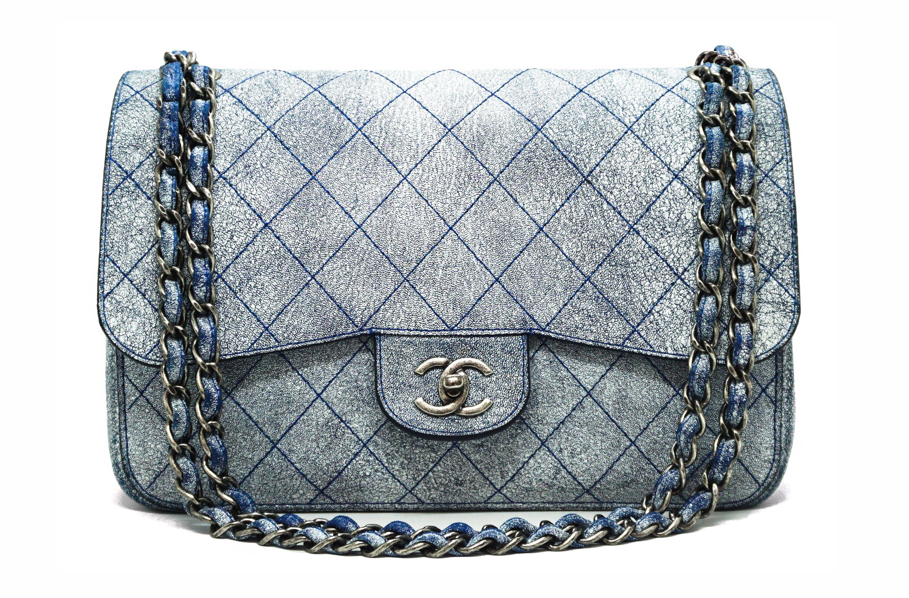 Chanel Dark Blue Distressed Shoulder Bag