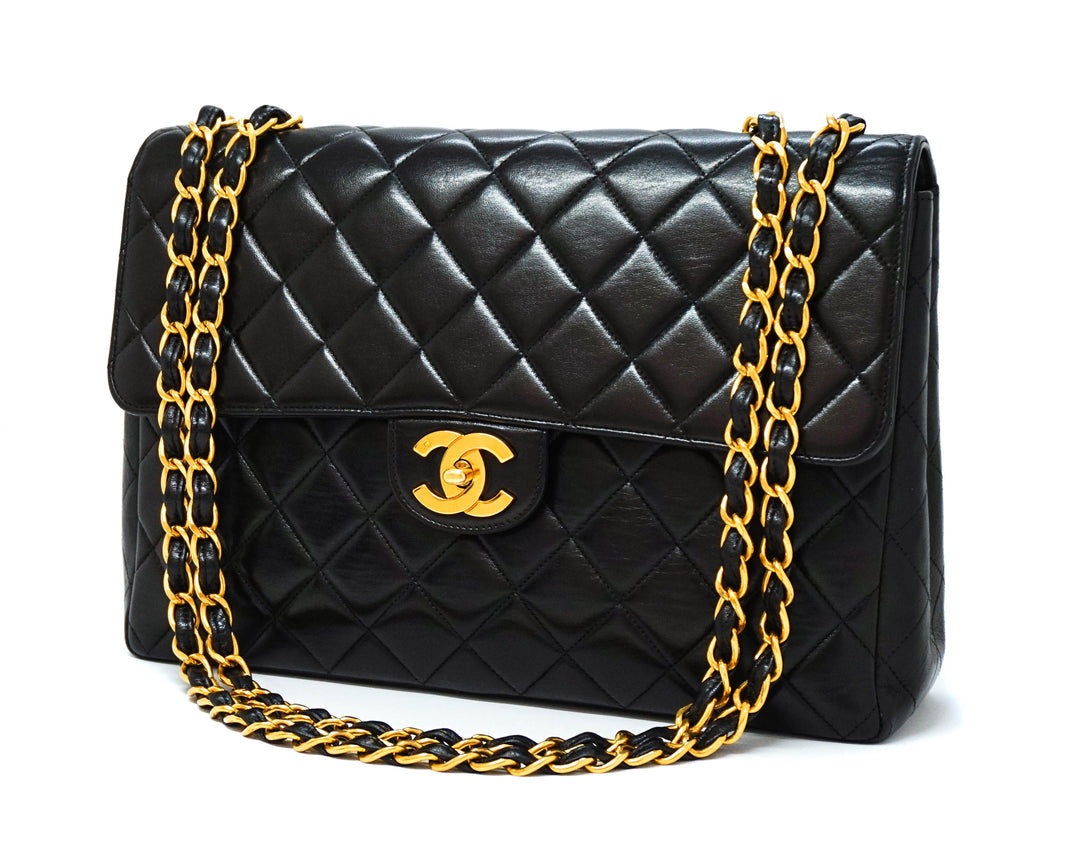 Chanel Vintage Black Lambskin Single Flap Jumbo – Classic Coco