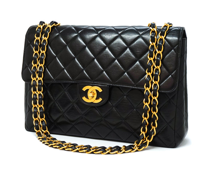 Chanel Vintage Black Lambskin Single Flap Jumbo – Classic Coco