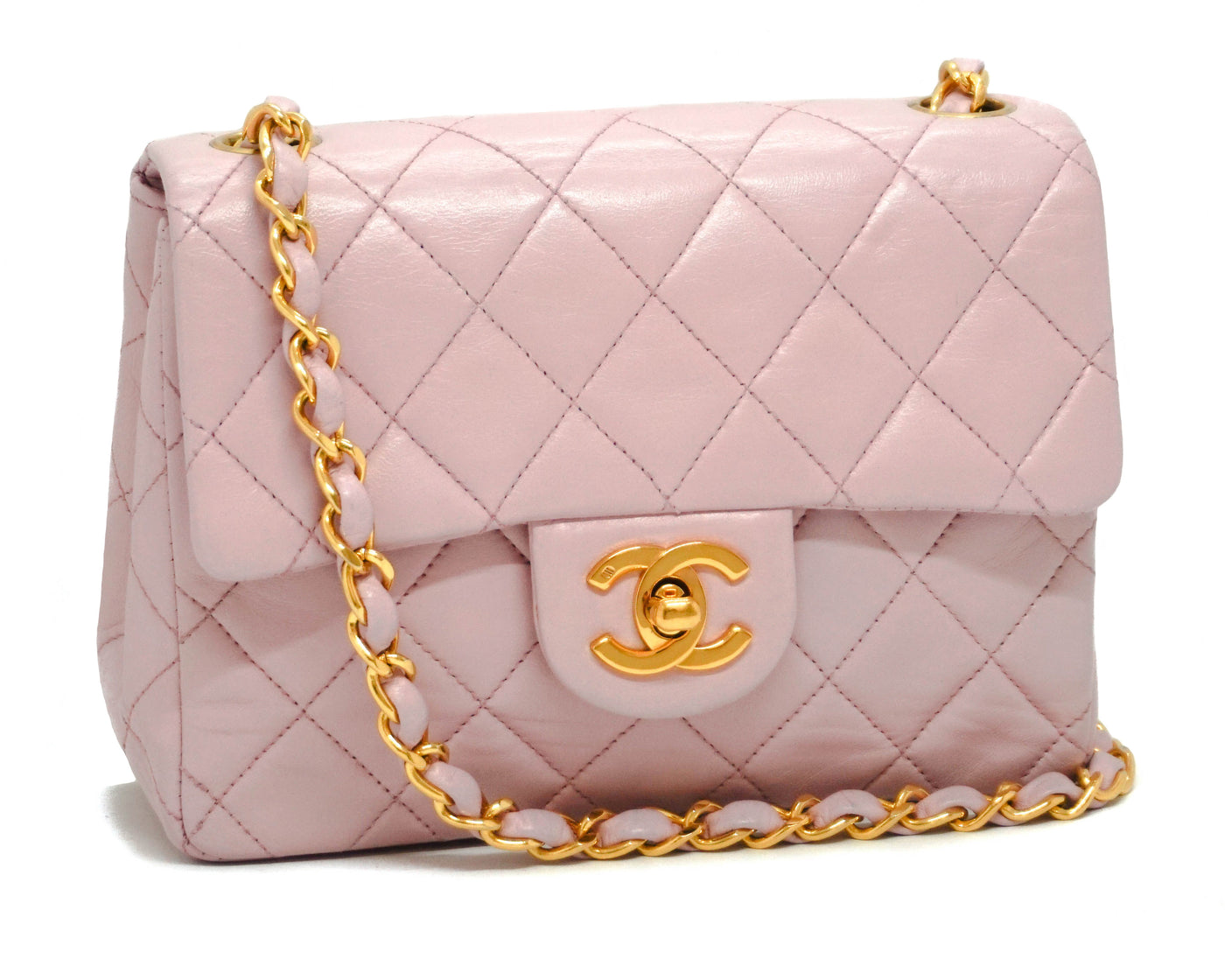 chanel mini square flap bag pink