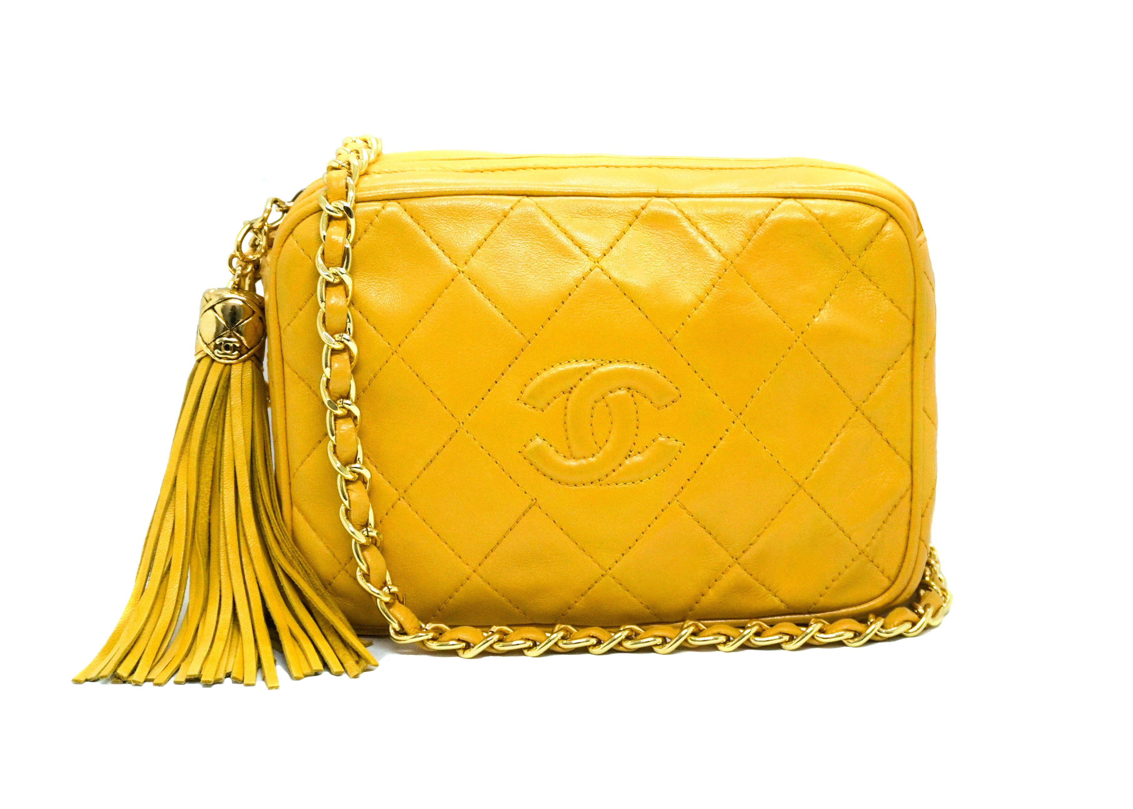 Chanel Vintage Yellow Rare Lambskin Camera Bag – Classic Coco Authentic  Vintage Luxury