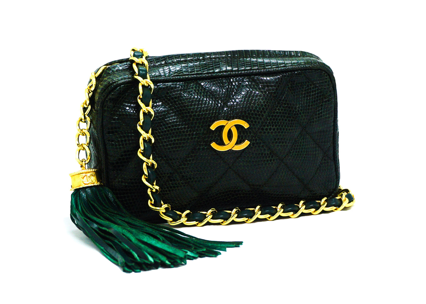 Chanel Vintage Green Rare Lizard Camera Bag – Classic Coco Authentic  Vintage Luxury