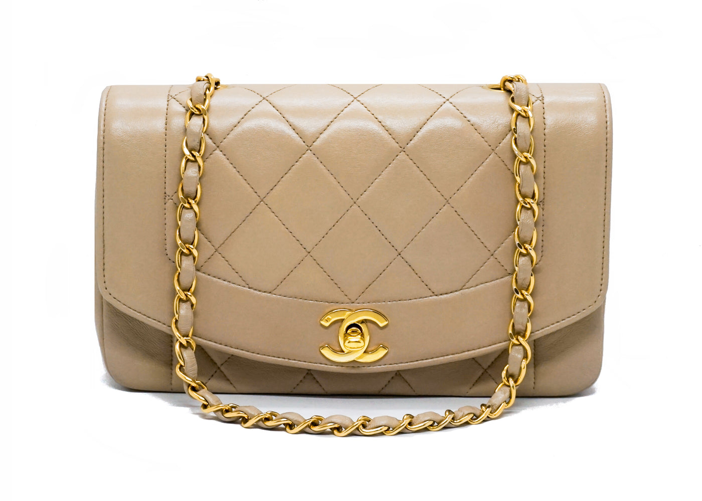 Chanel Vintage Beige Lambskin Small Diana Flap Bag – Classic Coco