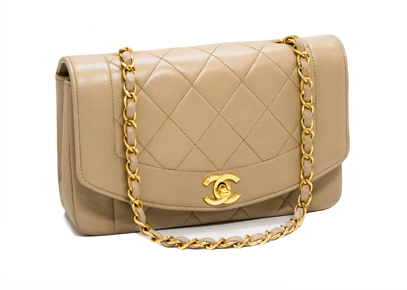 Chanel Vintage Beige Lambskin Small Diana Flap Bag