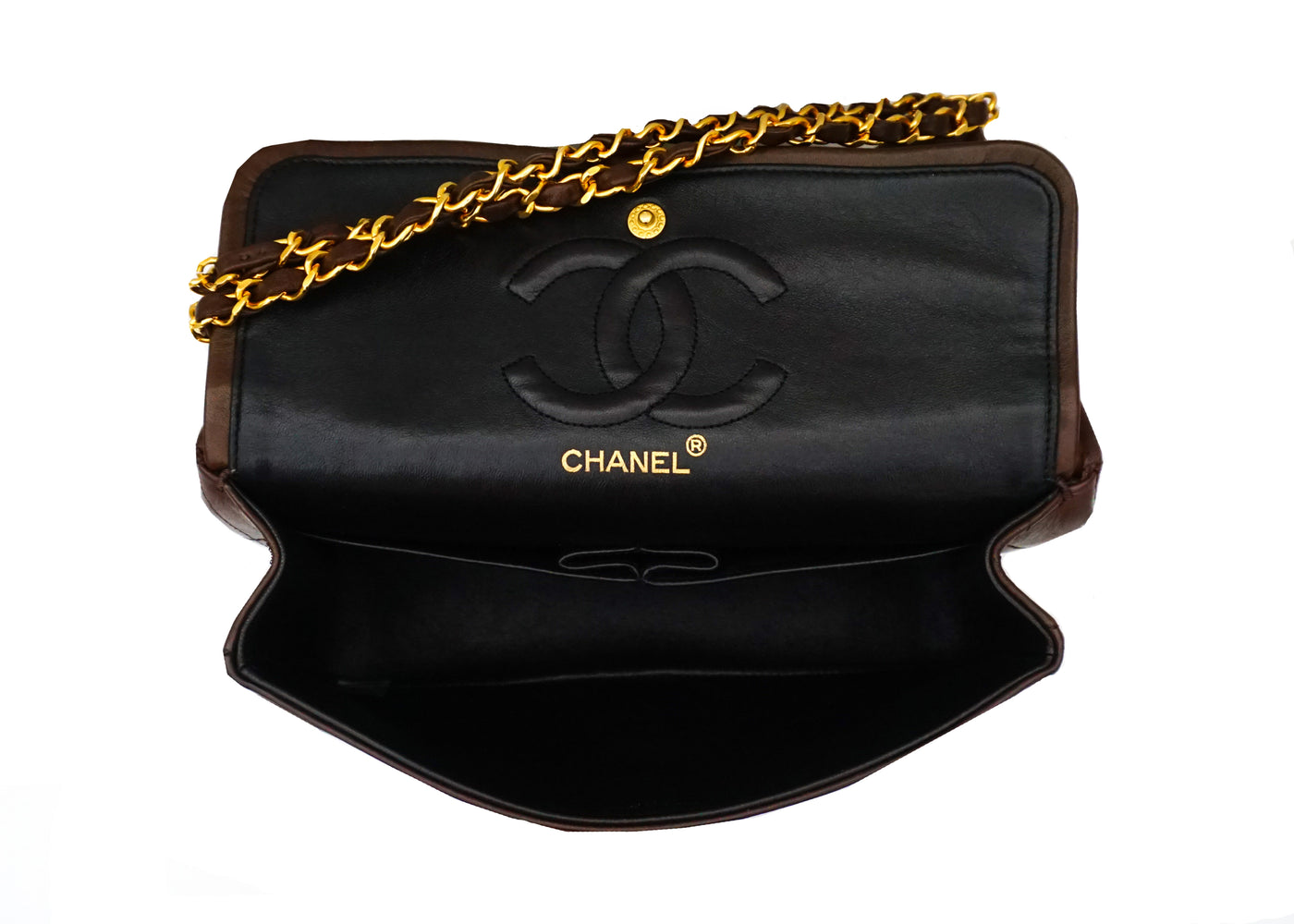 Chanel Vintage Brown Lambskin Medium Classic Double Flap