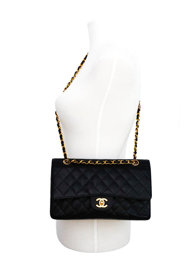 Chanel Vintage Black Caviar Medium Classic 2.55 10” Flap Bag