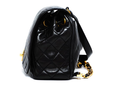 Chanel Vintage Black Lambskin Rare Backpack