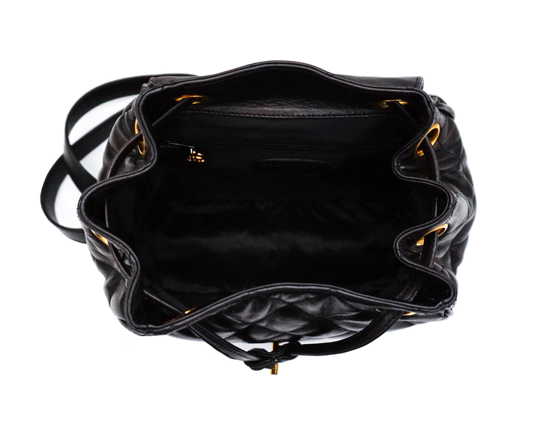 MINT! CHANEL BLACK LEATHER BACKPACK! RARE! Chanel Vintage Black Lambskin Rare Backpack – Classic Coco  main image 2