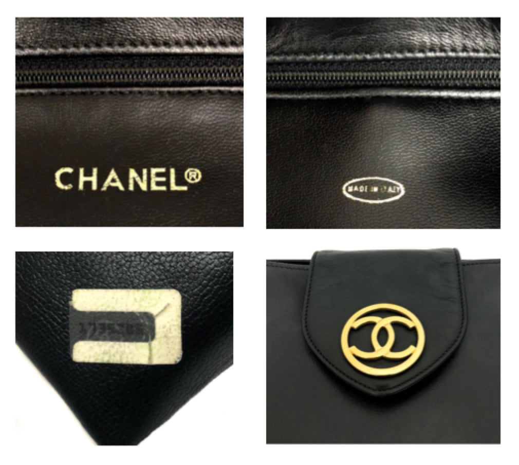 Chanel Vintage Black Circle Charm Large Tote