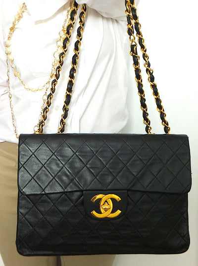 Authentic Chanel Vintage Quilted Lambskin XXL Maxi Jumbo