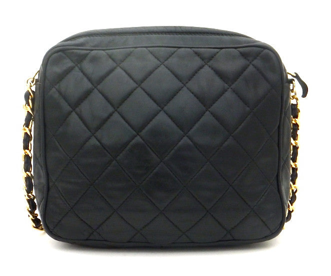 Authentic Chanel Vintage Black Quilted Mini Camera Style Handbag