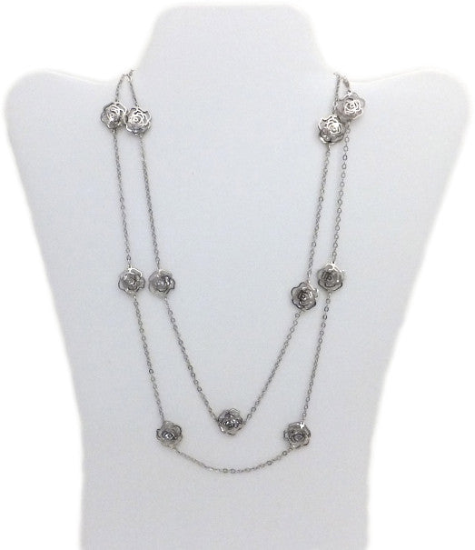 Chanel Silver CC Camellia And Diamante Necklace – Elite HNW - High