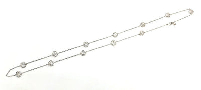 Authentic Chanel Silver Crystal Camellia Necklace