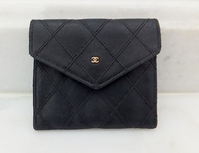 Authentic Chanel VNTG Quilted Navy 2.55 Jumbo + Wallet