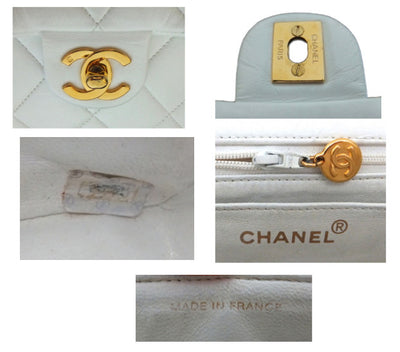 Authentic Chanel Vintage White Mini 2.55 Flapover