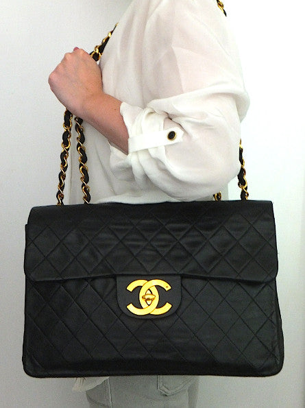 Authentic Chanel Vintage Quilted Lambskin XXL Maxi Jumbo – Classic Coco  Authentic Vintage Luxury
