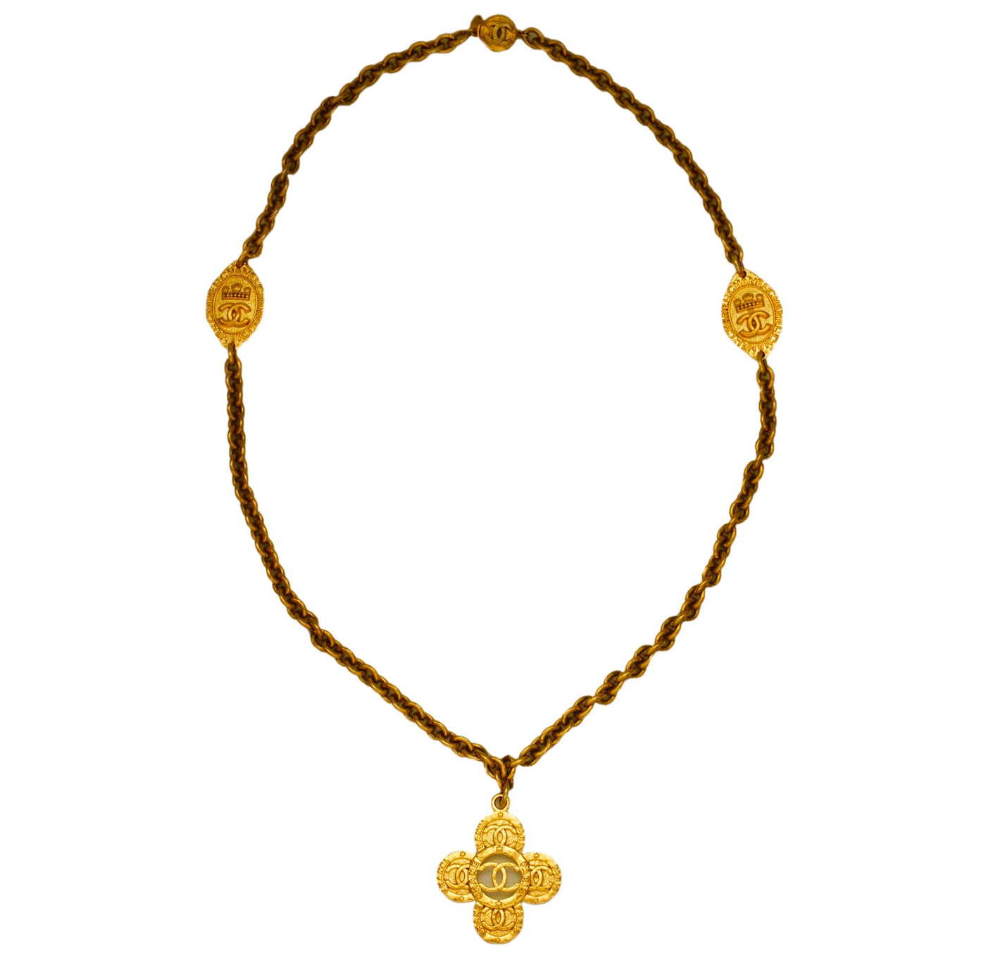 Authentic Chanel Vintage Iconic Gold Cross Necklace