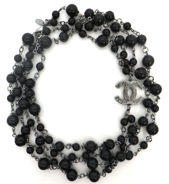 Authentic Chanel Black Enamel Reversible Necklace