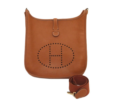 Authentic Hermès Evelyne GM III Cognac Clemence Leather Cross Body