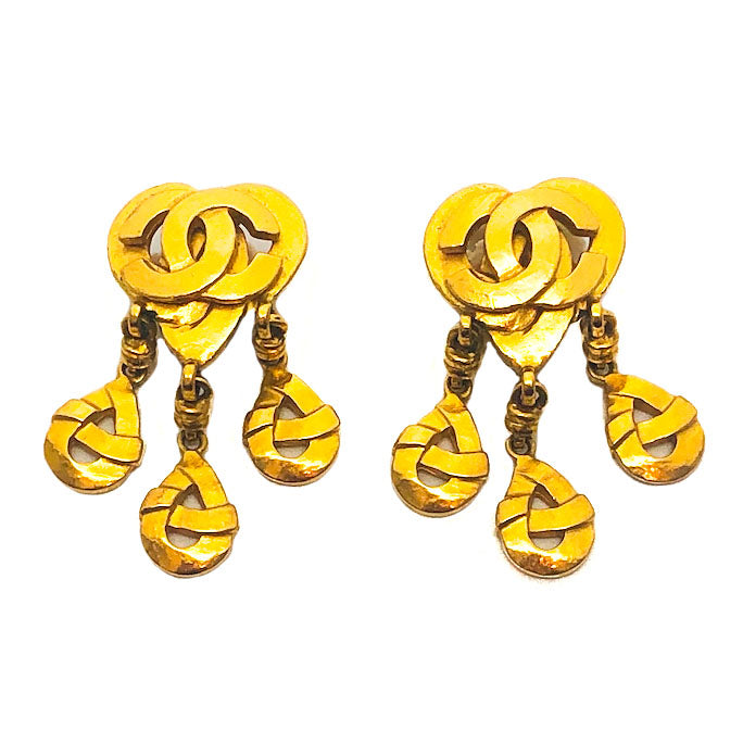Chanel Vintage Rare Gold Heart Earrings