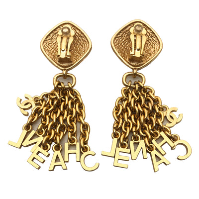 Chanel Vintage Rare Logo CHANEL Letter Drop Earrings