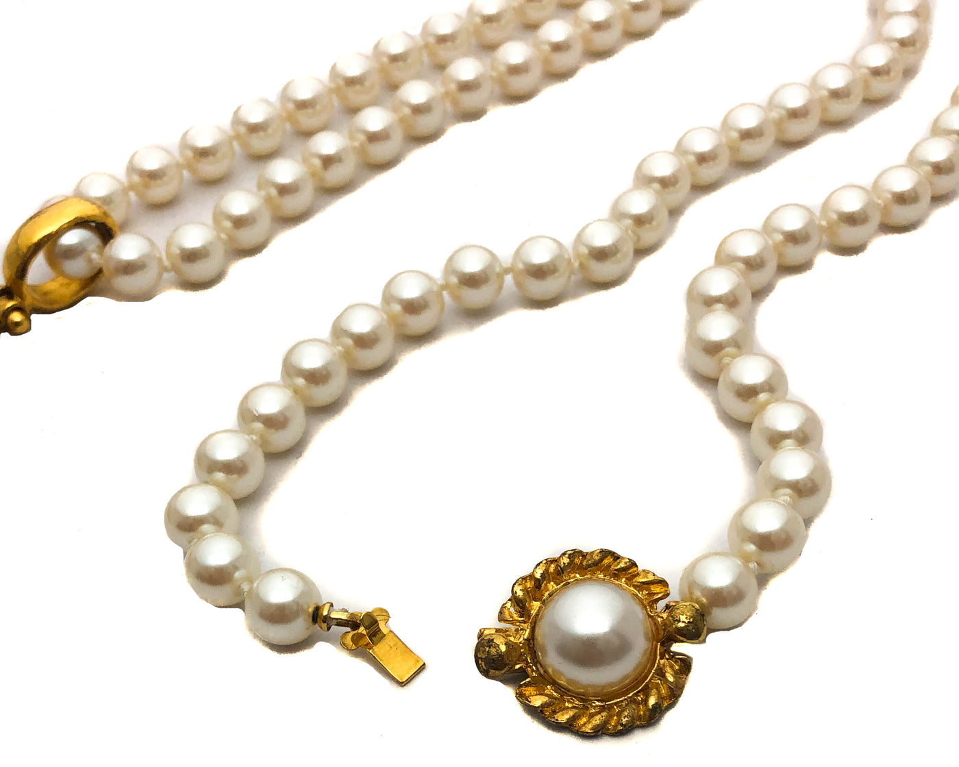 Chanel Vintage Pearl & Large Cross Iconic Pendant Necklace