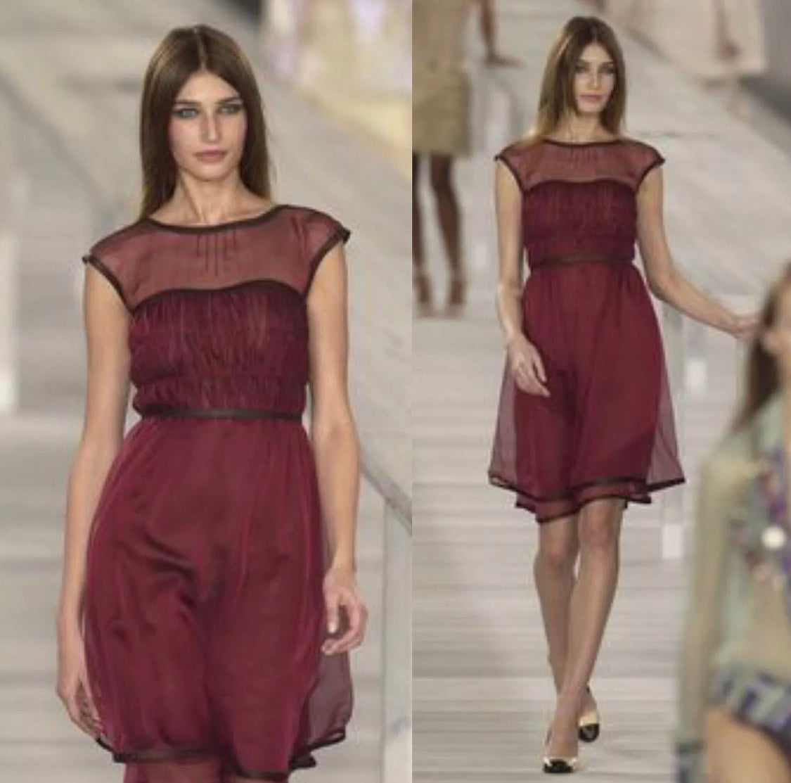 Chanel Burgundy Runway Silk Dress