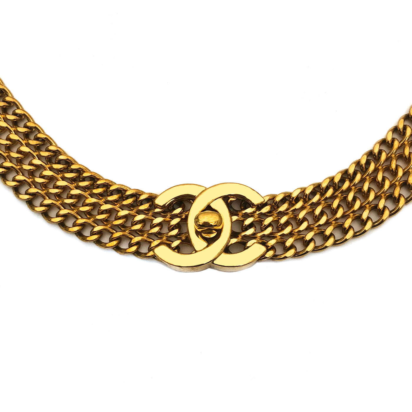Chanel Vintage Rare Classic Turnlock Chain Necklace