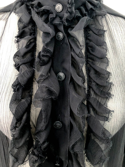 Chanel Runway Black Silk Classic Blouse
