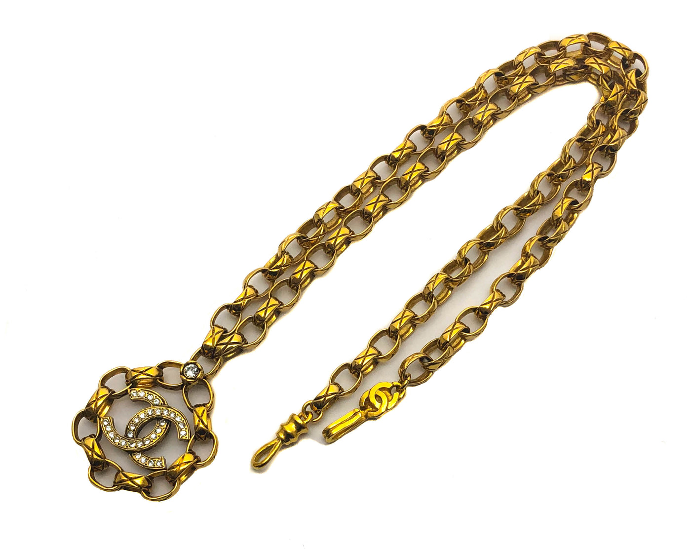 Chanel Vintage Rare Crystal Large Pendant Necklace