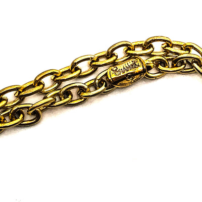 Chanel Vintage Rare Gold Classic Double Chain Five Logo Necklace