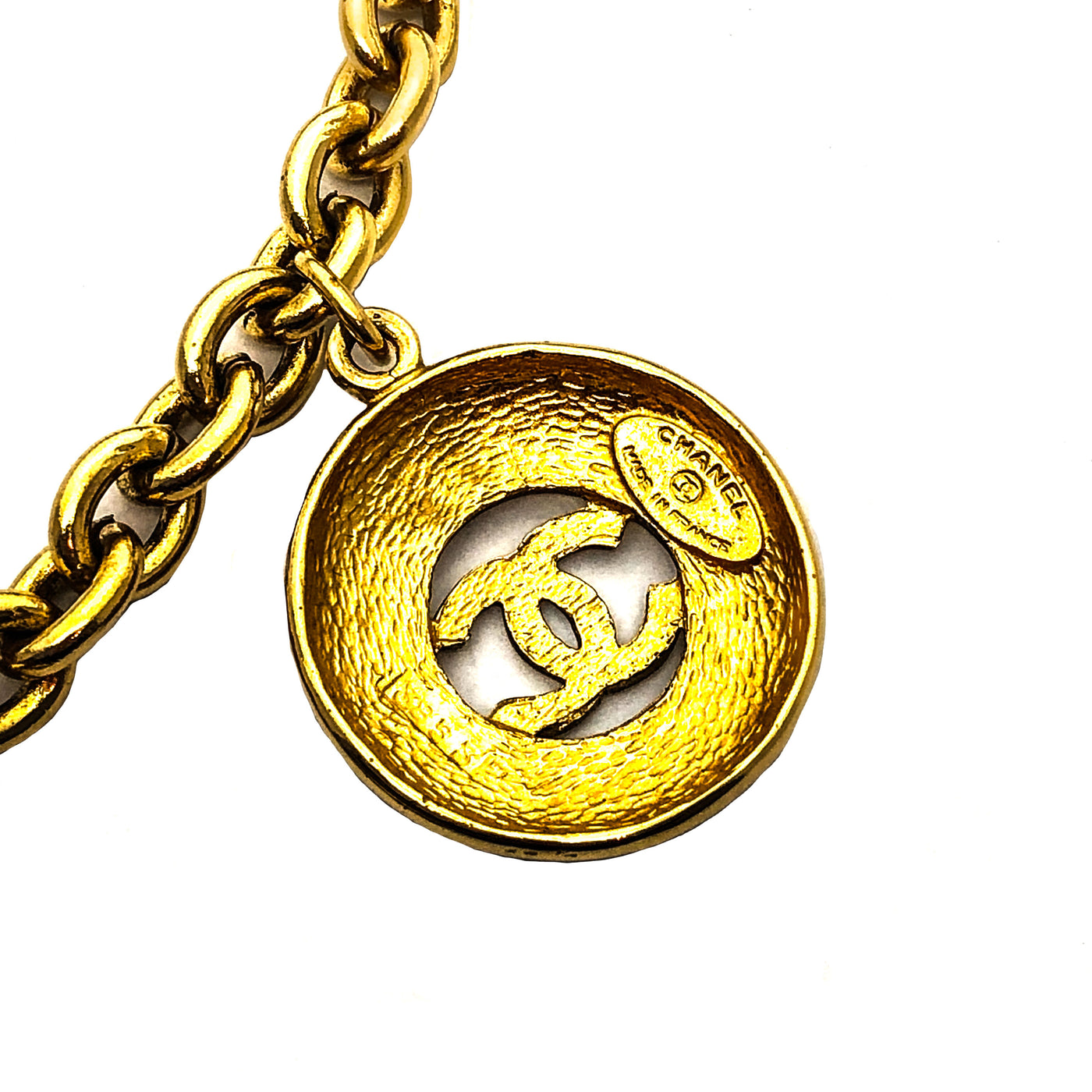 Chanel Vintage Rare Gold Classic Round Five Logo Necklace