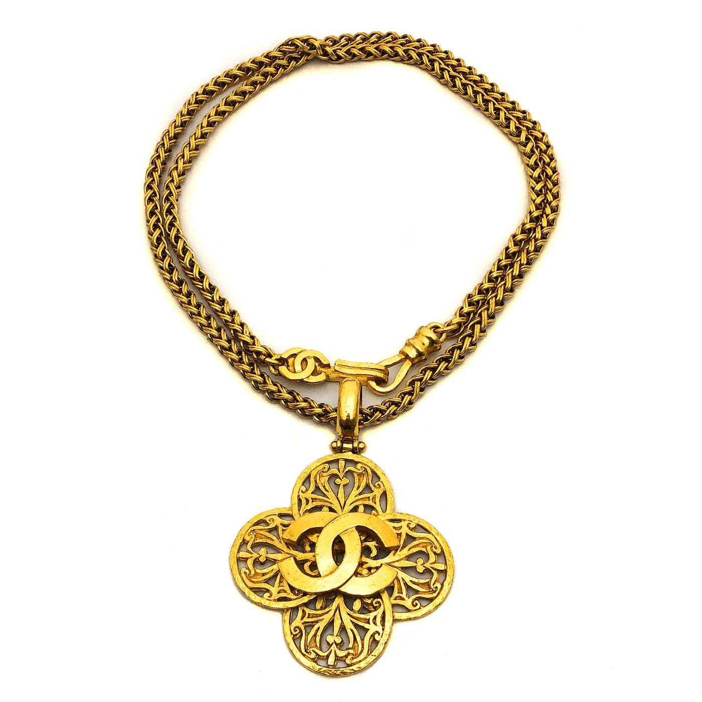 Chanel Vintage Rare Logo Cross Necklace