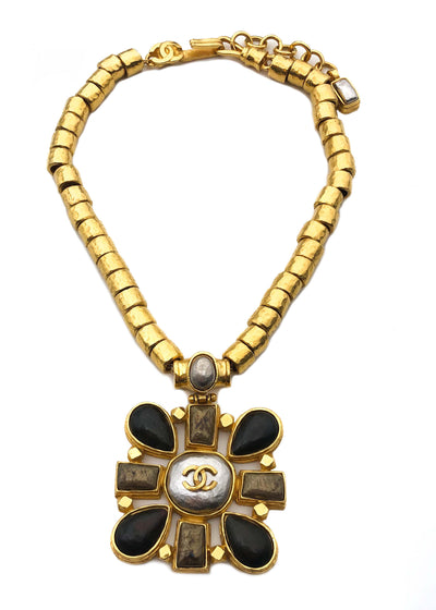Chanel Vintage Rare Multi Stone Pendant Necklace