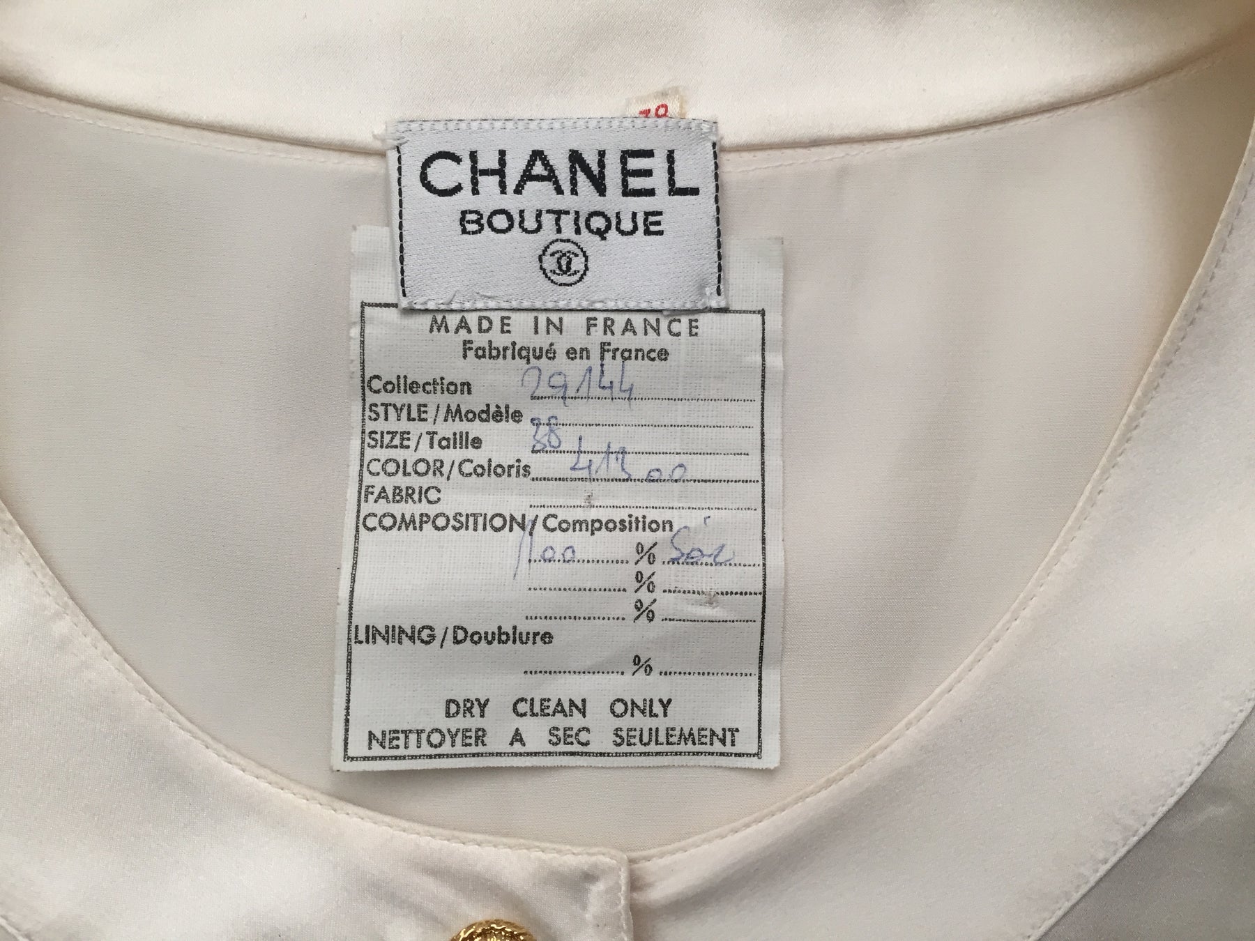Authentic Chanel Black & White Silk Blouse – Classic Coco